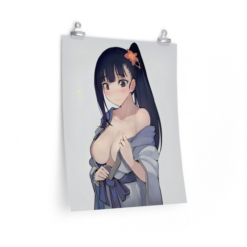 Sexy Yukata Boobs Yomogawa Ayame Kabaneri of the Iron Fortress Ecchi Poster - Lewd Premium Matte Vertical Poster - Adult Wall Art