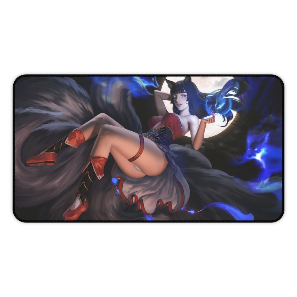 Sexy Nine Tailed Fox Ahri League of Legends Mousepad - Ecchi Desk Mat - LoL Kitsune Playmat