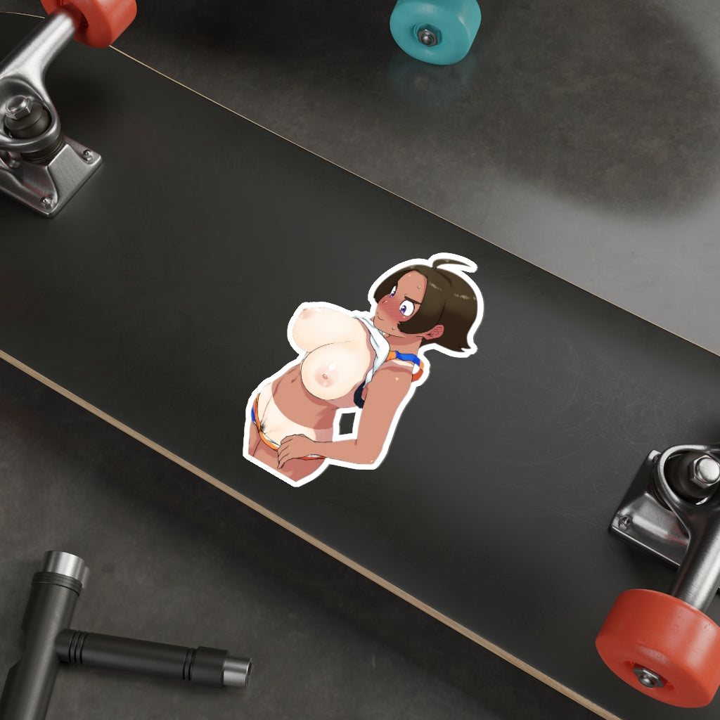 Topless Gym Trainer Tan Lines Pokemon Hentai Waterproof Sticker - Ecchi Vinyl Decal