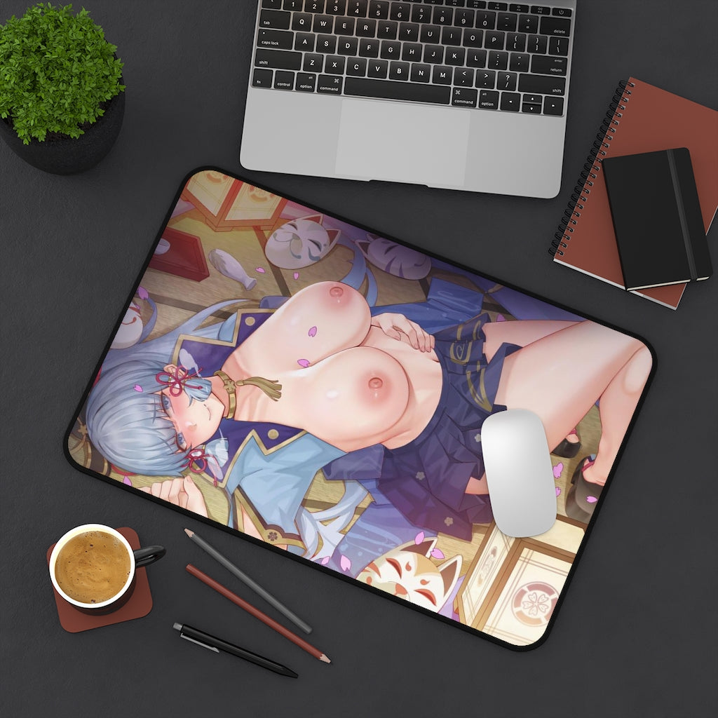 Topless Tits Ayaka Genshin Impact Desk Mat - Non Slip Mousepad