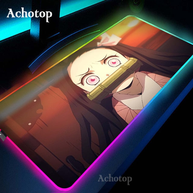 Anime Demon Slayer Mousepad Gaming Mouse Pad RGB LED omputer Desk Pad - The Mouse Pads Ninja 28 / 300x900x3mm