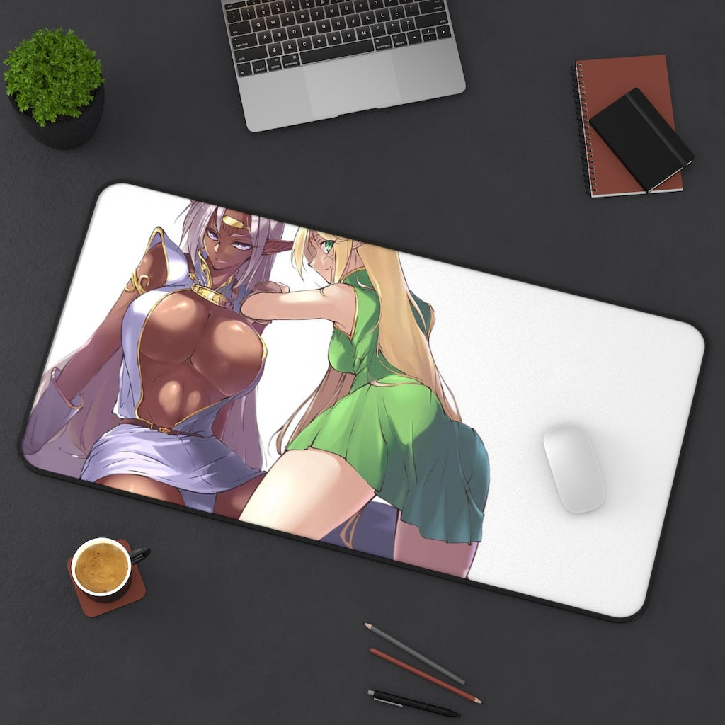 Record Of Lodoss War Sexy Mousepad - Pirotess And Deedlit Anime Desk Mat - Ecchi Playmat