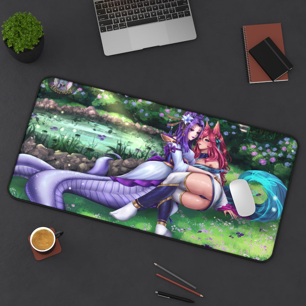 League Of Legends Cassiopeia And Ahri Sexy Mousepad - Large XXL Gaming Desk Mat - Lol Desk Pad