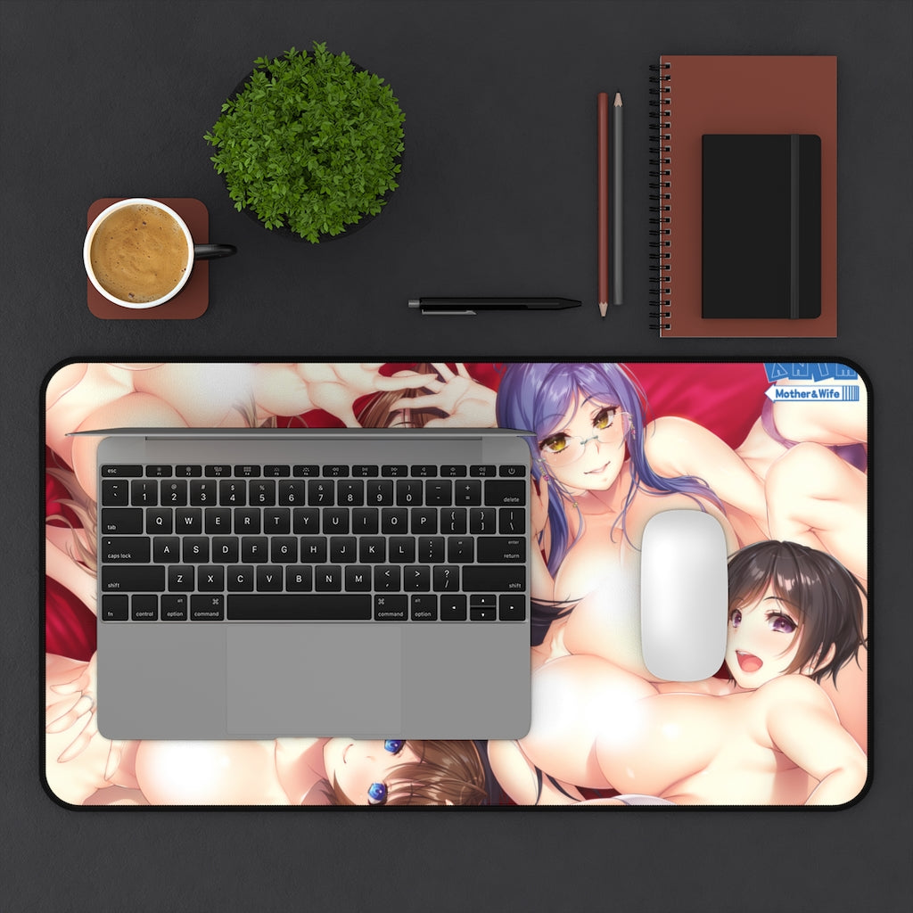 Nude Boobs Waifus Anime Mother & Wife Desk Mat - Lewd Mousepad - Sexy Anime Girls Playmat