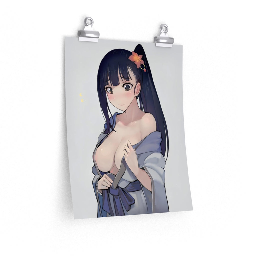 Sexy Yukata Boobs Yomogawa Ayame Kabaneri of the Iron Fortress Ecchi Poster - Lewd Premium Matte Vertical Poster - Adult Wall Art