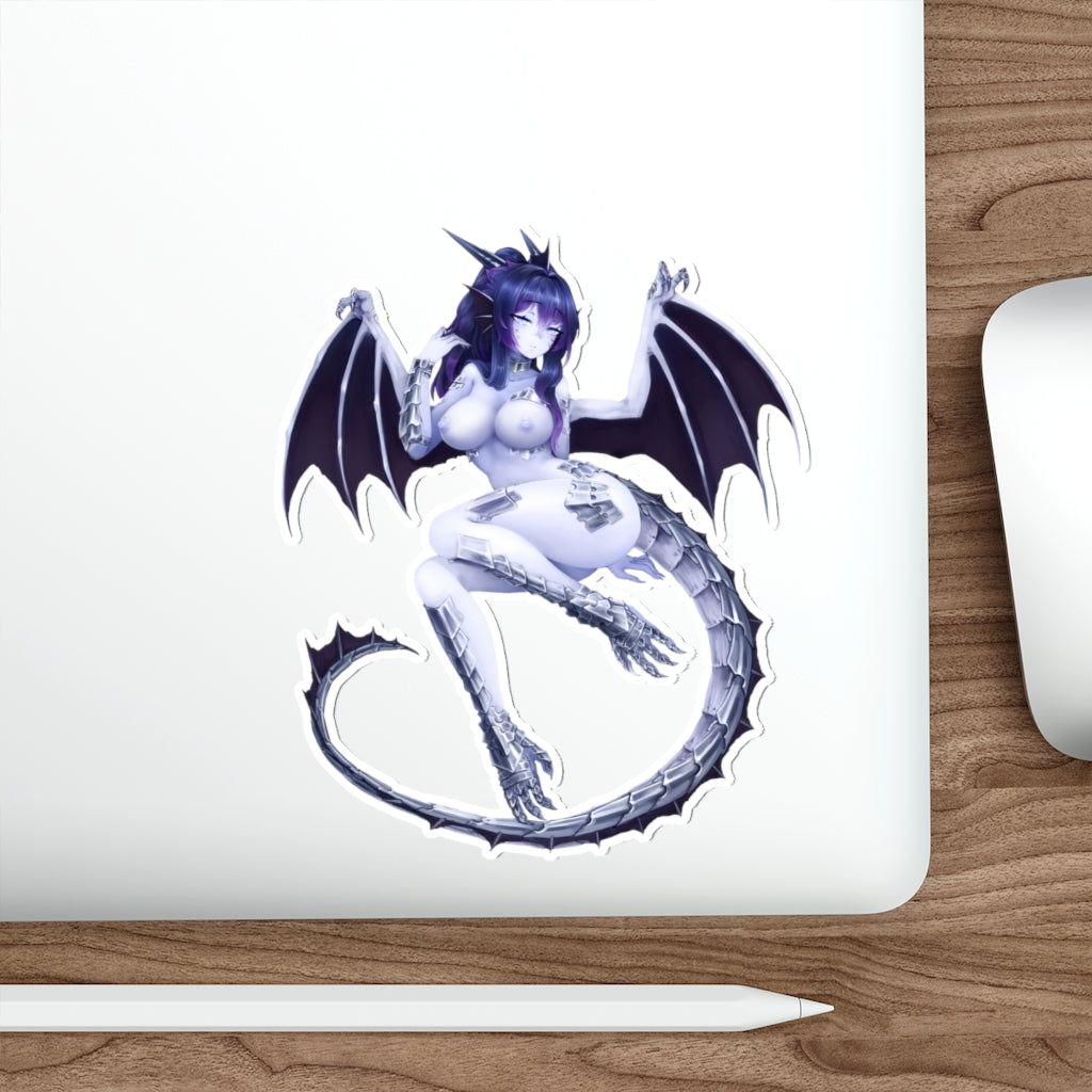 Dungeons and Dragons Nude Female Anthro Silver Dragon Waterproof Sticker -  Ecchi Vinyl Decal