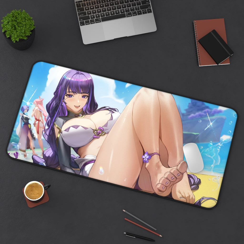 Genshin Impact Raiden Shogun Sexy Feet Desk Mat - Non Slip Mousepad