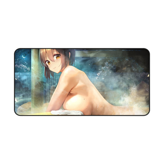 Naked Waifu Bathing At The Onsen Mousepad - Large Ecchi Desk Mat - MTG Playmat