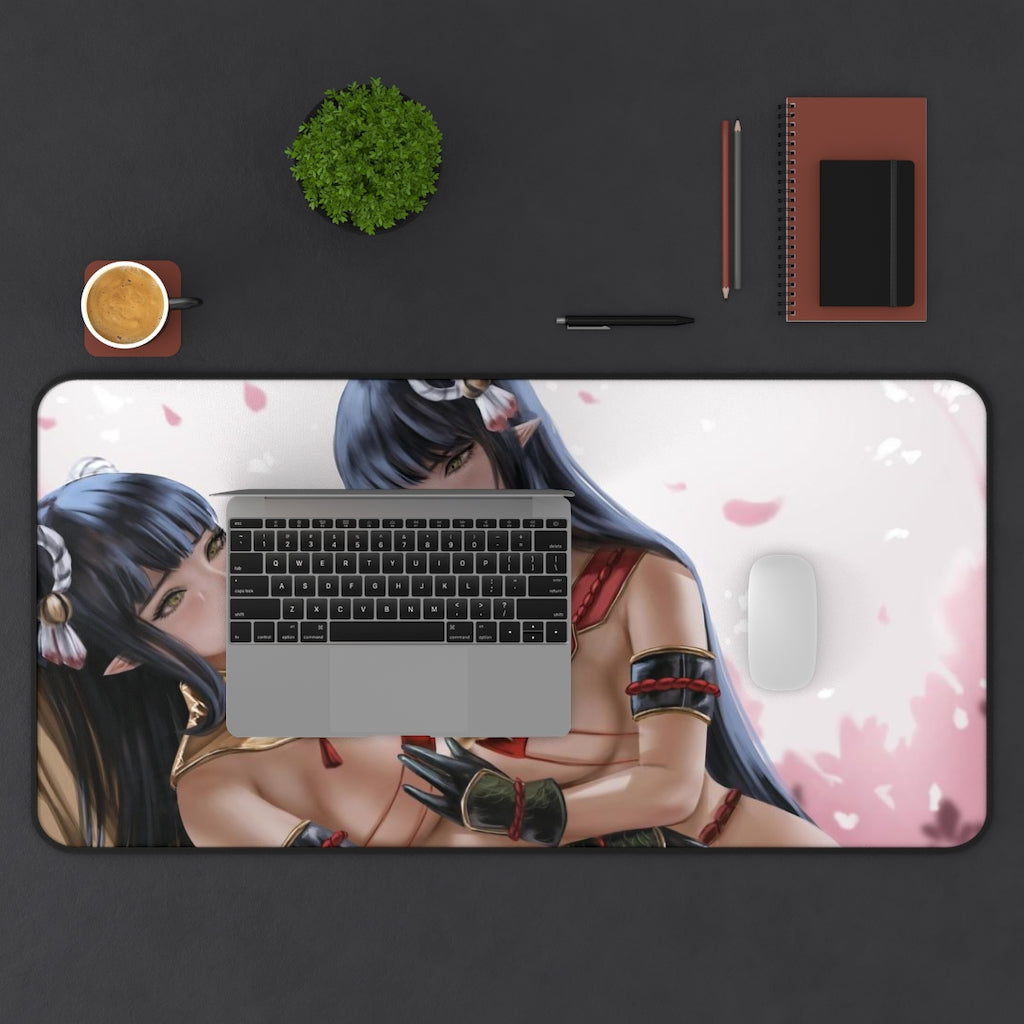 Monster Hunter Rise Ecchi Mousepad - Hinoa And Minoto Large Desk Mat - Mouse Pad - Sexy Gaming Playmat