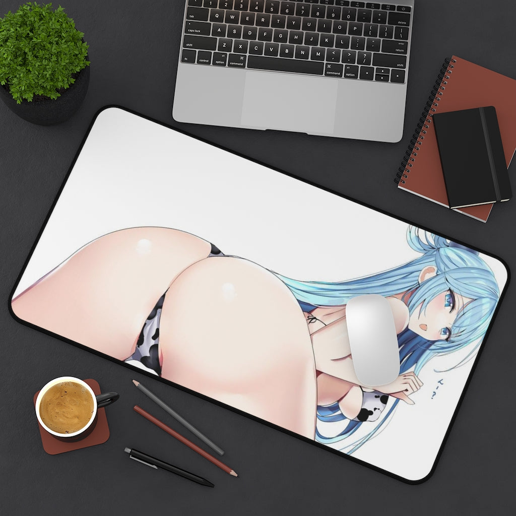 Konosuba Aqua Cow Girl Sexy Mousepad - Huge Ass Desk Mat - Ecchi Anime Playmat