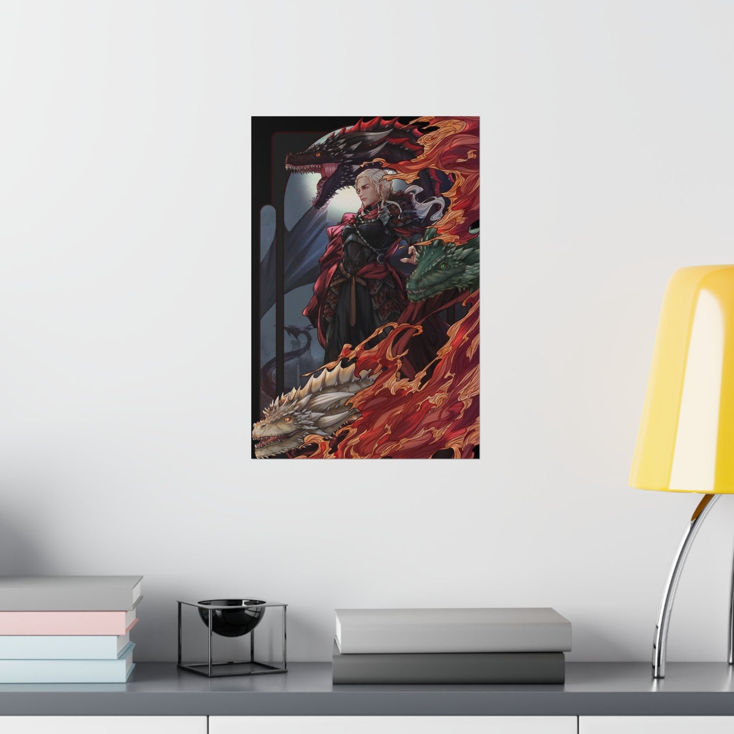 Daenerys and Dragons Poster - Game of Thrones Wall Art - A Song of Ice and Fire Premium Matte Vertical Poster