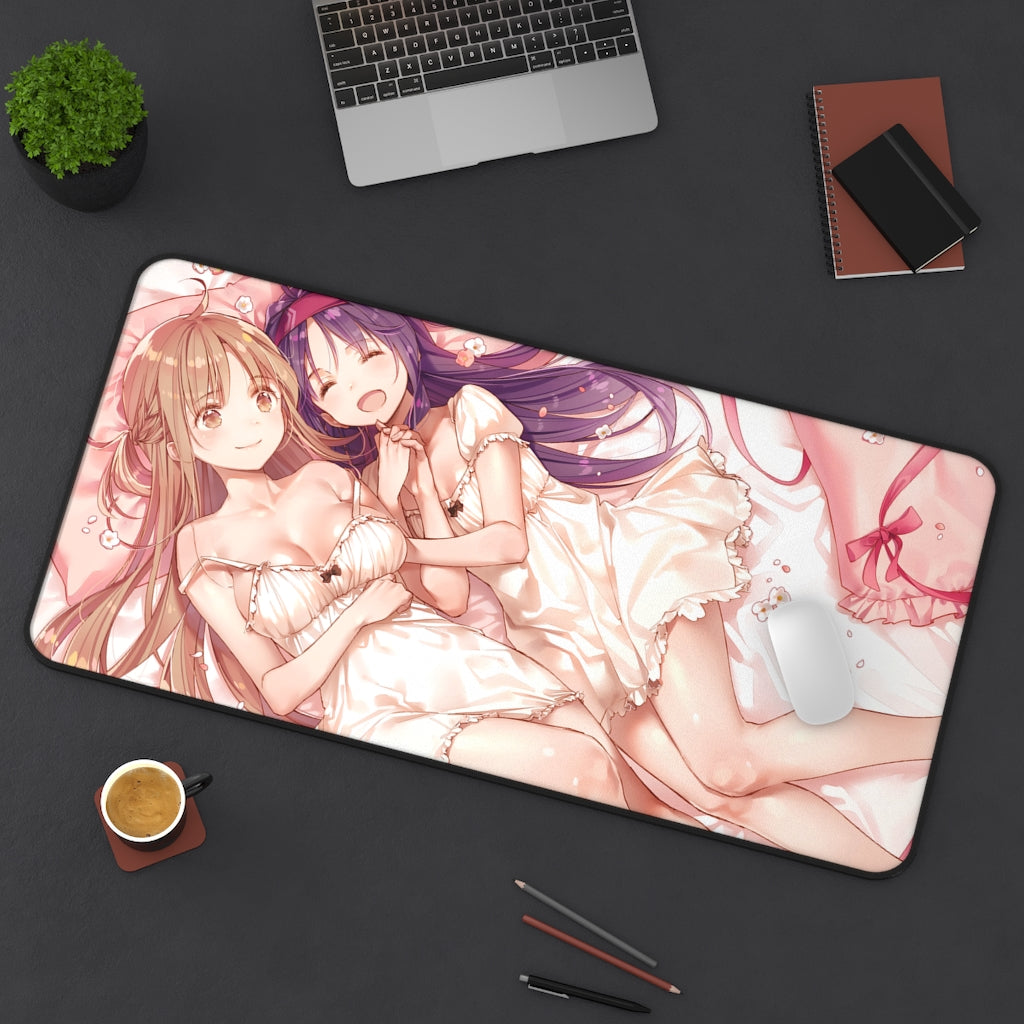 Sword Art Online Anime Mousepad - Asuna And Konno Yuuki Large Desk Mat - Ecchi Mouse Pad