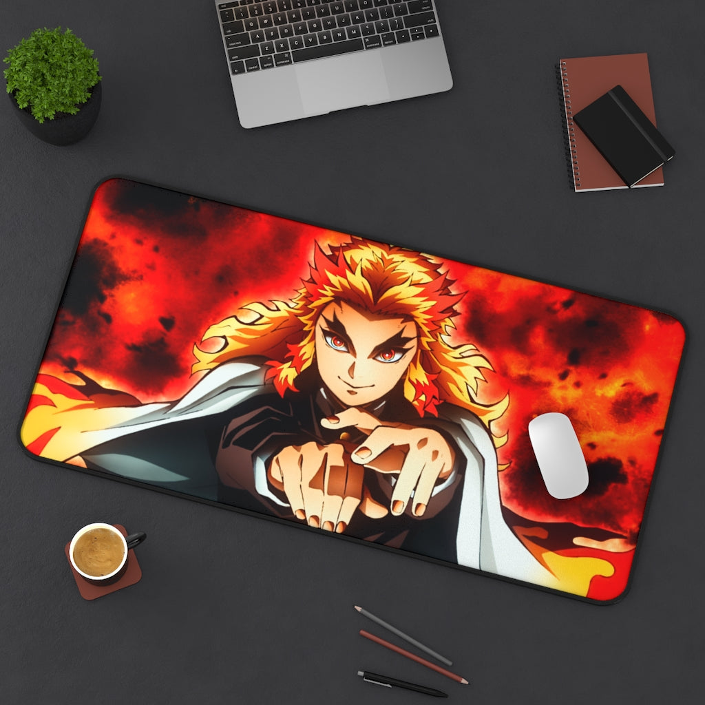 Demon Slayer Mouse pad Anime Large Desk Mat - Kyōjurō Rengoku - The Mouse Pads Ninja 31" × 15.5" Home Decor