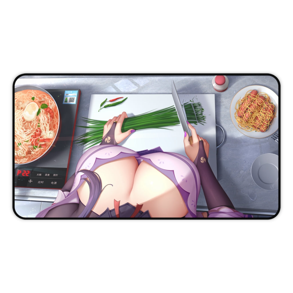 Raiden Shogun Big Boobs Housewife Genshin Impact Desk Mat - Non Slip Mousepad