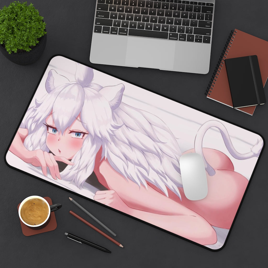 Nude White Lion Kemono Friends Desk Mat - Non Slip Mousepad