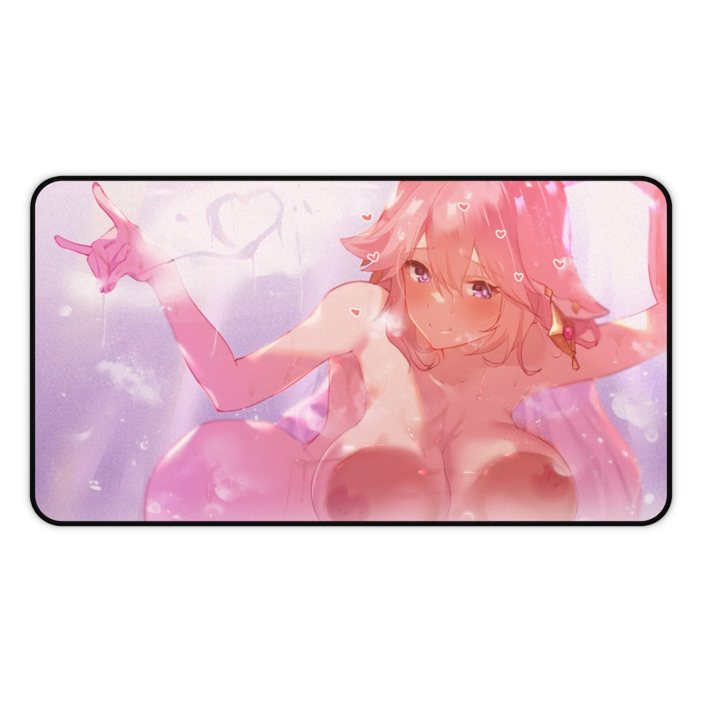 Nude Tits Yae Miko Genshin Impact Desk Mat - Non Slip Mousepad