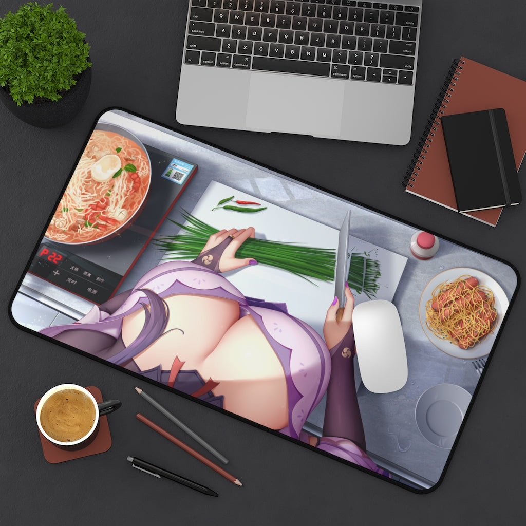 Raiden Shogun Big Boobs Housewife Genshin Impact Desk Mat - Non Slip Mousepad