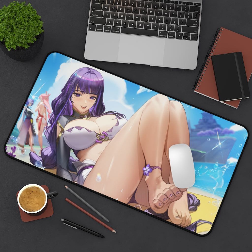 Genshin Impact Raiden Shogun Sexy Feet Desk Mat - Non Slip Mousepad