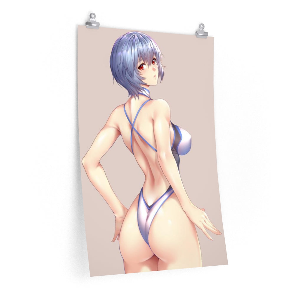 Sexy Rei Swimsuit Evangelion Poster - Lewd Premium Matte Vertical Poster - Adult Wall Art