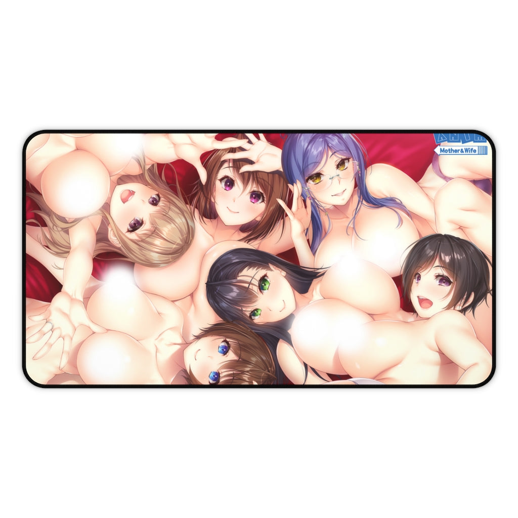 Nude Boobs Waifus Anime Mother & Wife Desk Mat - Lewd Mousepad - Sexy Anime Girls Playmat