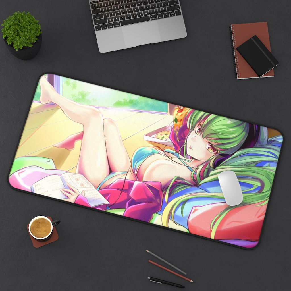 Code Geass Anime Mousepad - C.C. Sexy Pizza - Large Desk Mat - Ecchi Mouse Pad - MTG Playmat