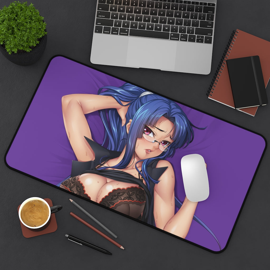 Murasaki Yatsu Big Boobs Lingerie Taimanin Mahou Kaiju Desk Mat - Non Slip Mousepad