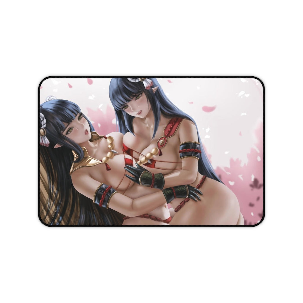 Monster Hunter Rise Ecchi Mousepad - Hinoa And Minoto Large Desk Mat - Mouse Pad - Sexy Gaming Playmat