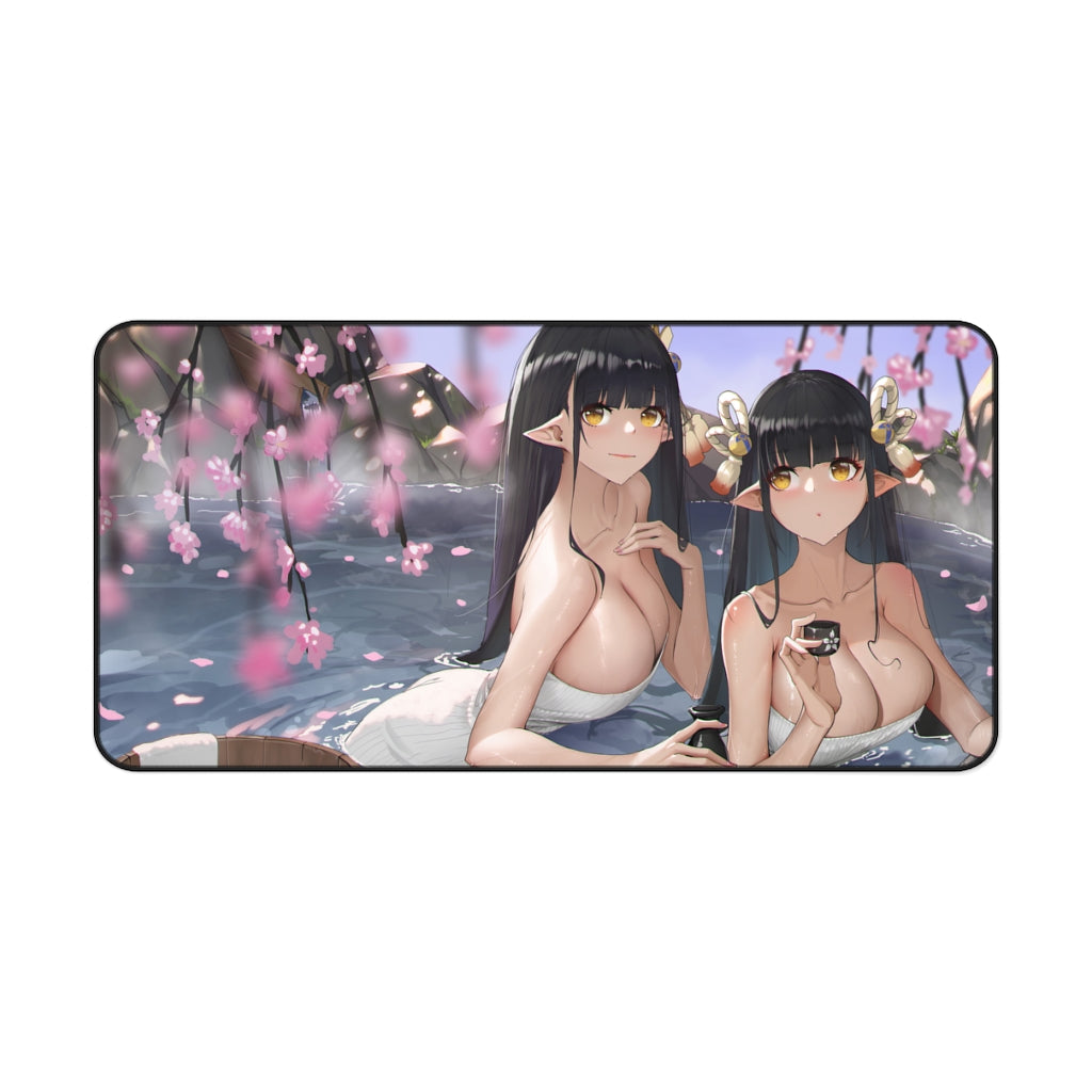 Sexy Onsen Hinoa and Minoto Monster Hunter Rise Desk Mat - Non Slip Mousepad