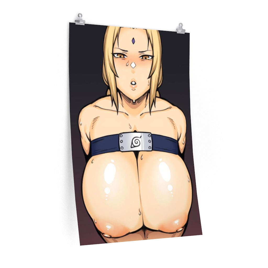 Huge Tits Tsunade Ninja Headband Naruto Hentai Poster - Lewd Premium Matte Vertical Poster - Adult Wall Art