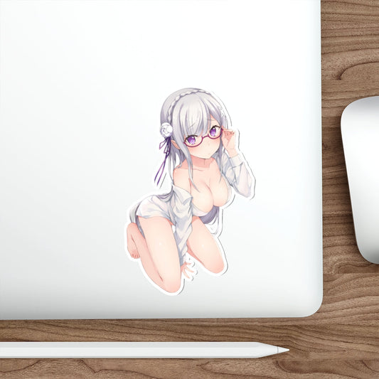 Re Zero Emilia Sexy Glasses Waifu Waterproof Sticker - Ecchi Vinyl Decal