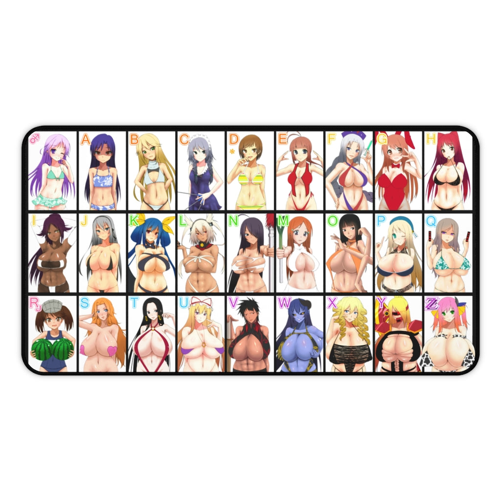 Ultimate Anime and Gaming Waifus Boobs Size Bust Chart Mousepad - Non Slip Desk Mat