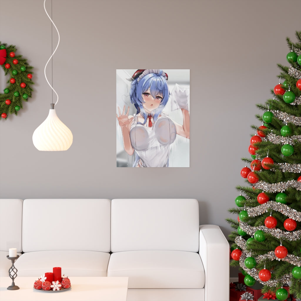 Sexy Maid Ganyu Genshin Impact Boobs Press Poster - Lewd Premium Matte Vertical Poster - Adult Wall Art