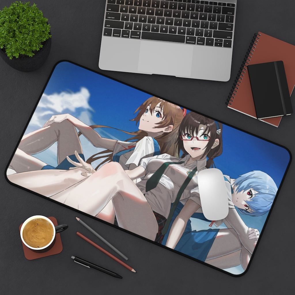 Evangelion Asuka Rei Mari Seifuku Desk Mat - Non Slip Mousepad