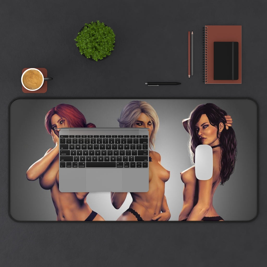 The Witcher Sexy Waifus Triss Ciri Yennefer Desk Mat - Non Slip Mousepad