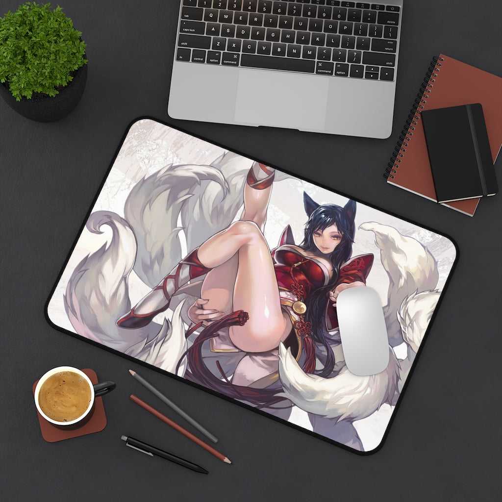 Kitsune Ahri Sexy Mousepad - League of Legends Desk Mat - LoL Ecchi Playmat