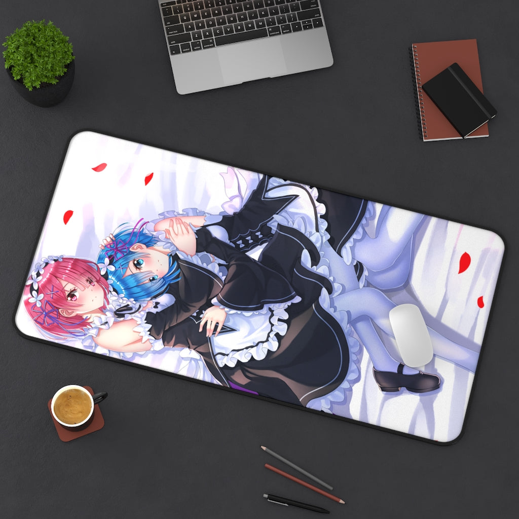 Re Zero Sexy Mousepad - Rem And Ram Anime Desk Mat - Ecchi Playmat