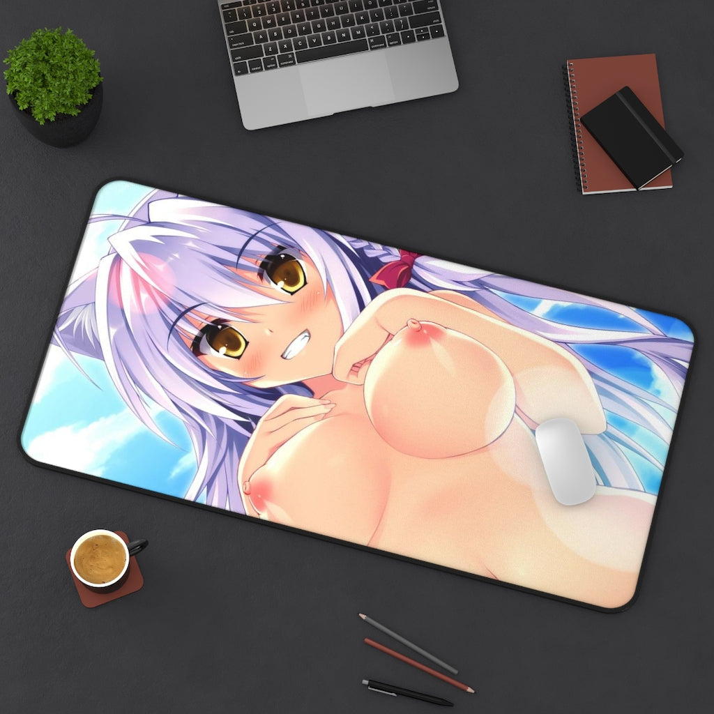 Leonmitchelli Galette Des Rois Dog Days Nude Boobs Sexy Neko Desk Mat - Non Slip Mousepad