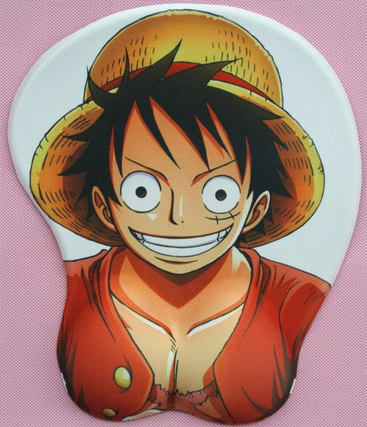 One Piece anime 3d mouse pad wristbands - Luffy Chest mouse pad - The Mouse Pads Ninja Luffy Boobs Mouse Pad