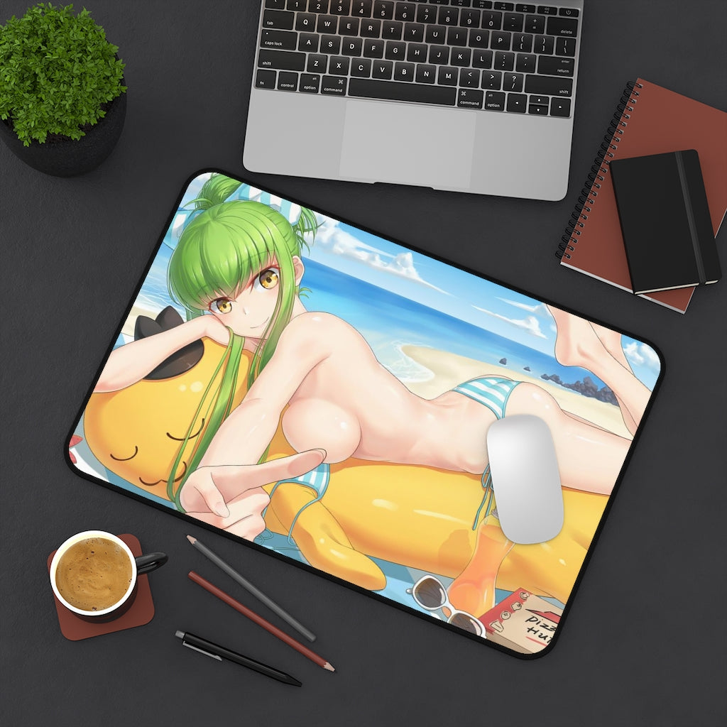 Code Geass Anime Mousepad - C.C. Pizza Hut Large Desk Mat - Ecchi Mouse Pad - MTG Playmat