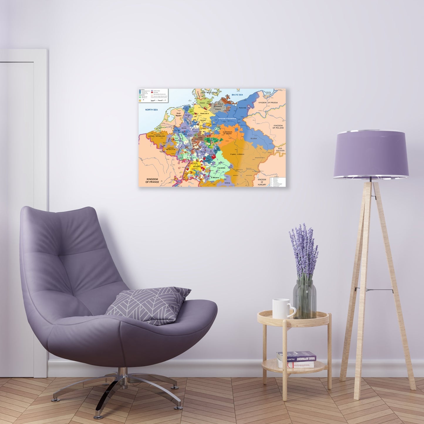 Map of the Holy Empire in 1789 Acrylic Print - Antique Acrylic Wall Art Ornament - Medieval Home Decor - Historical Acrylic Frame