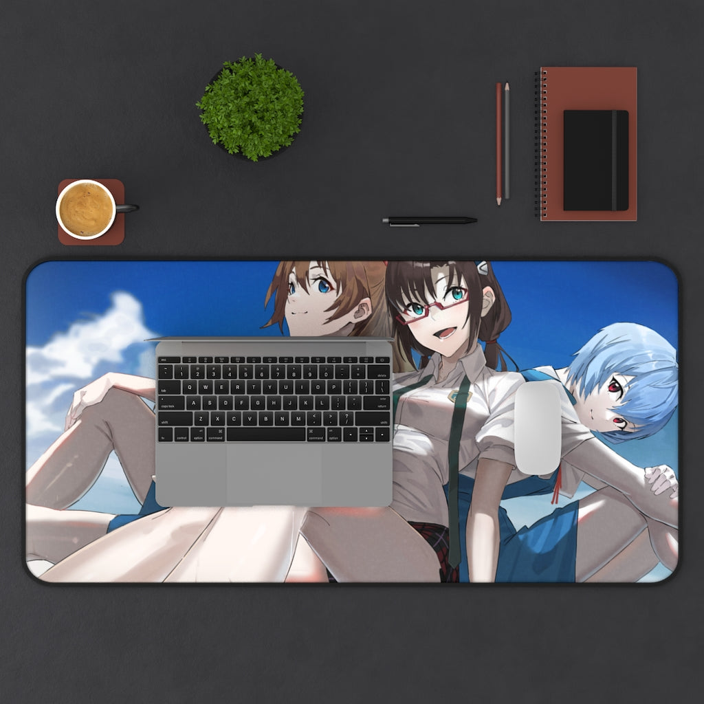 Evangelion Asuka Rei Mari Seifuku Desk Mat - Non Slip Mousepad