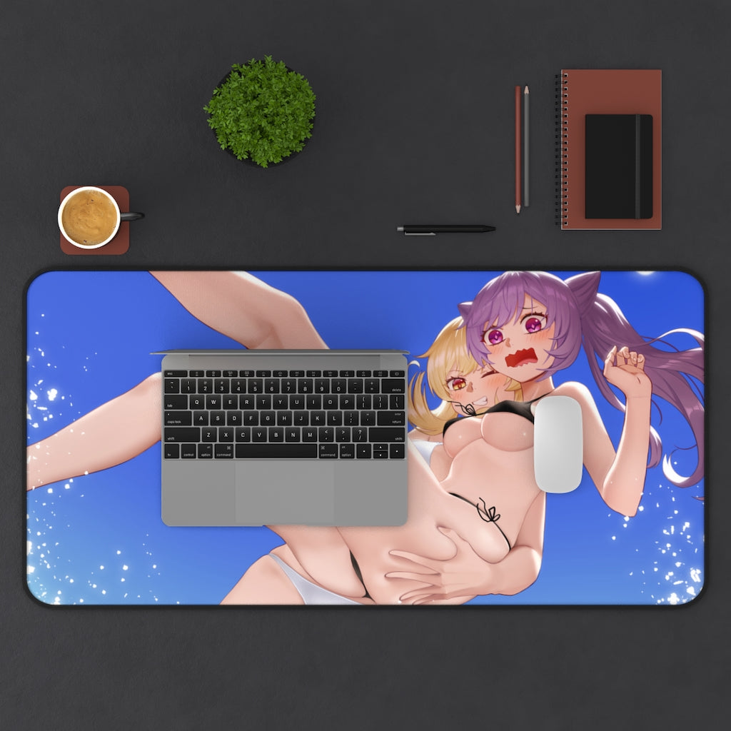 Lumine and Keqing Bikini Genshin Impact Desk Mat - Non Slip Mousepad