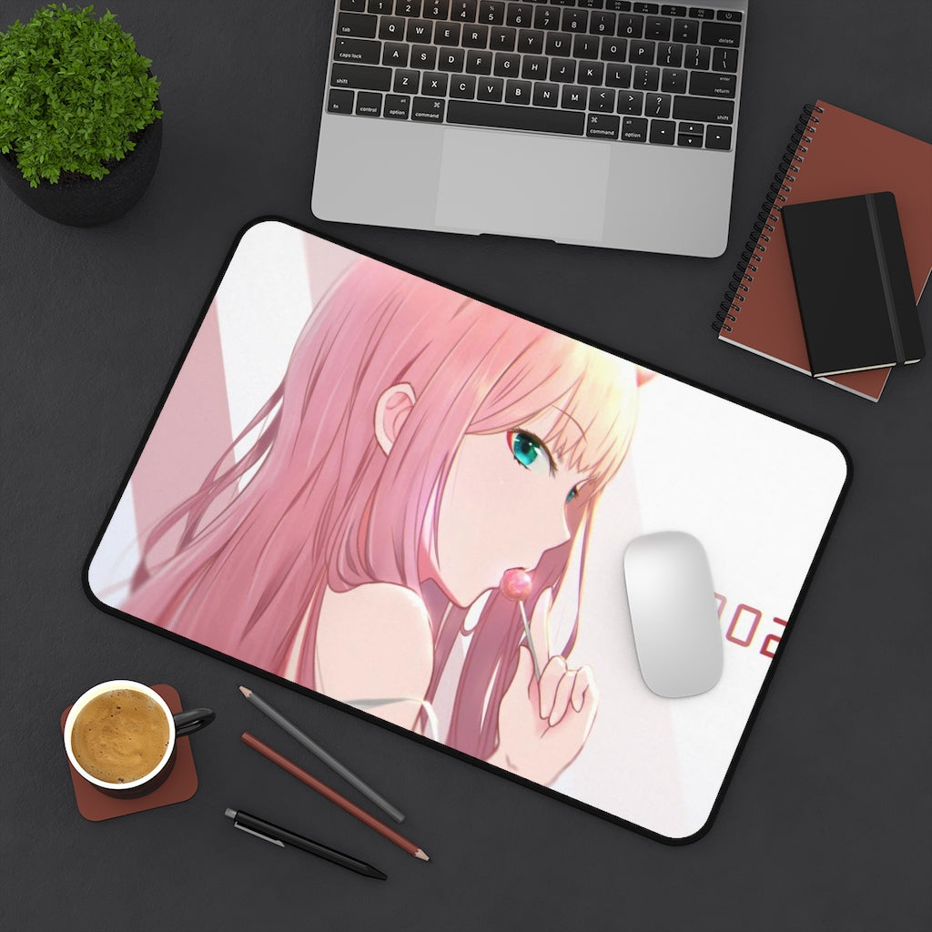 Zero Two Lollipop Darling In The Franxx Desk Mat - Non Slip Mousepad