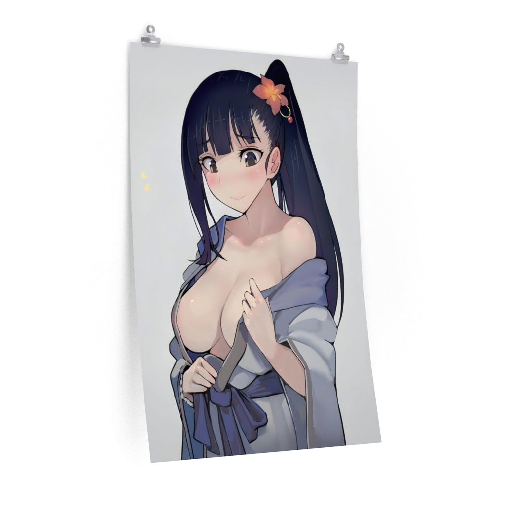 Sexy Yukata Boobs Yomogawa Ayame Kabaneri of the Iron Fortress Ecchi Poster - Lewd Premium Matte Vertical Poster - Adult Wall Art