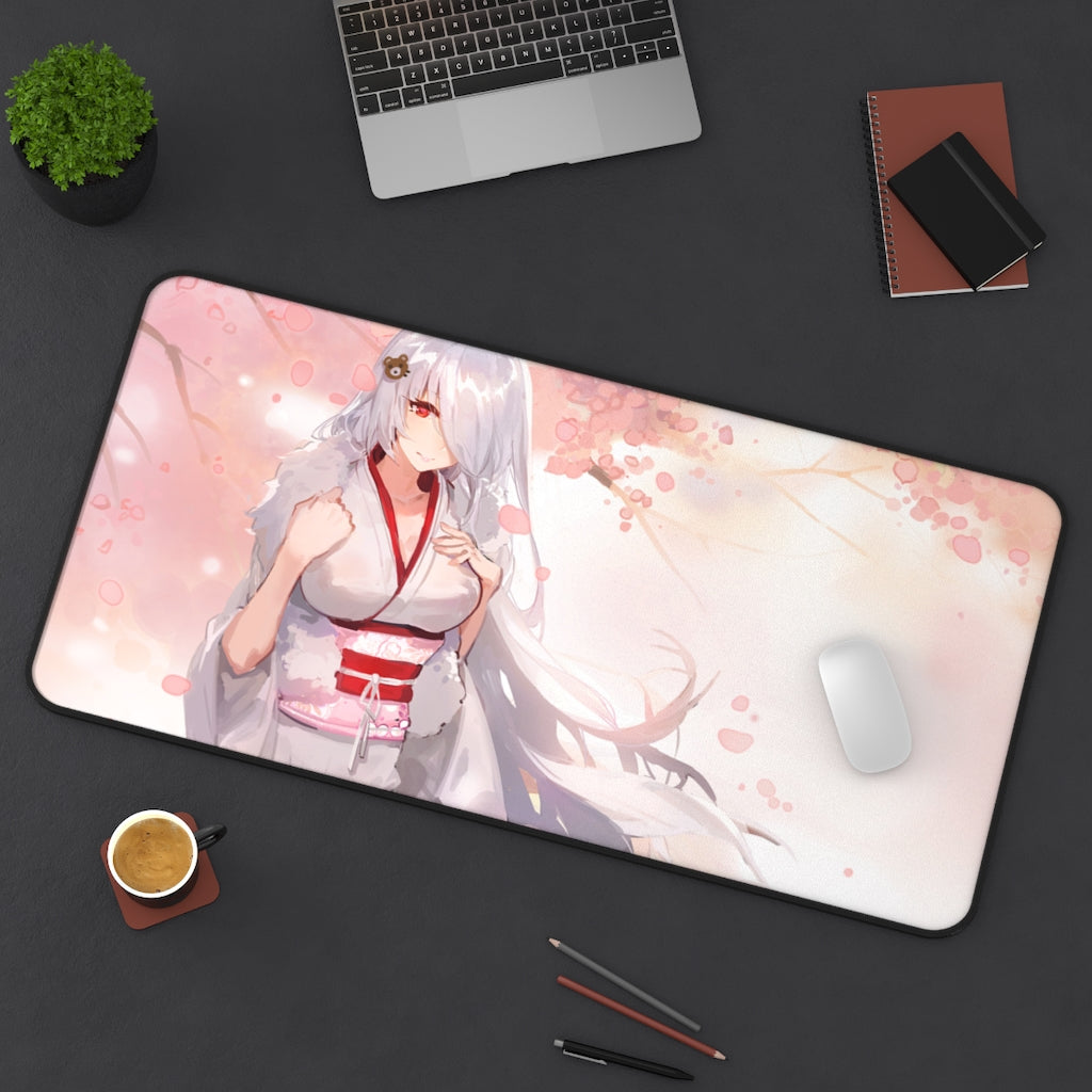 Kawai Anime Girls Mouse Pads - Sweet white hair girl - The Mouse Pads Ninja 31" × 15.5" Home Decor