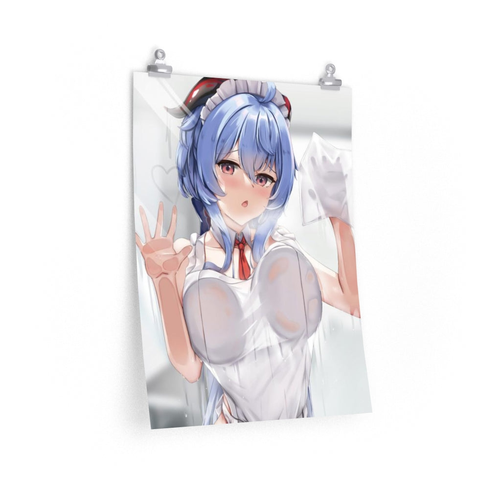 Sexy Maid Ganyu Genshin Impact Boobs Press Poster - Lewd Premium Matte Vertical Poster - Adult Wall Art