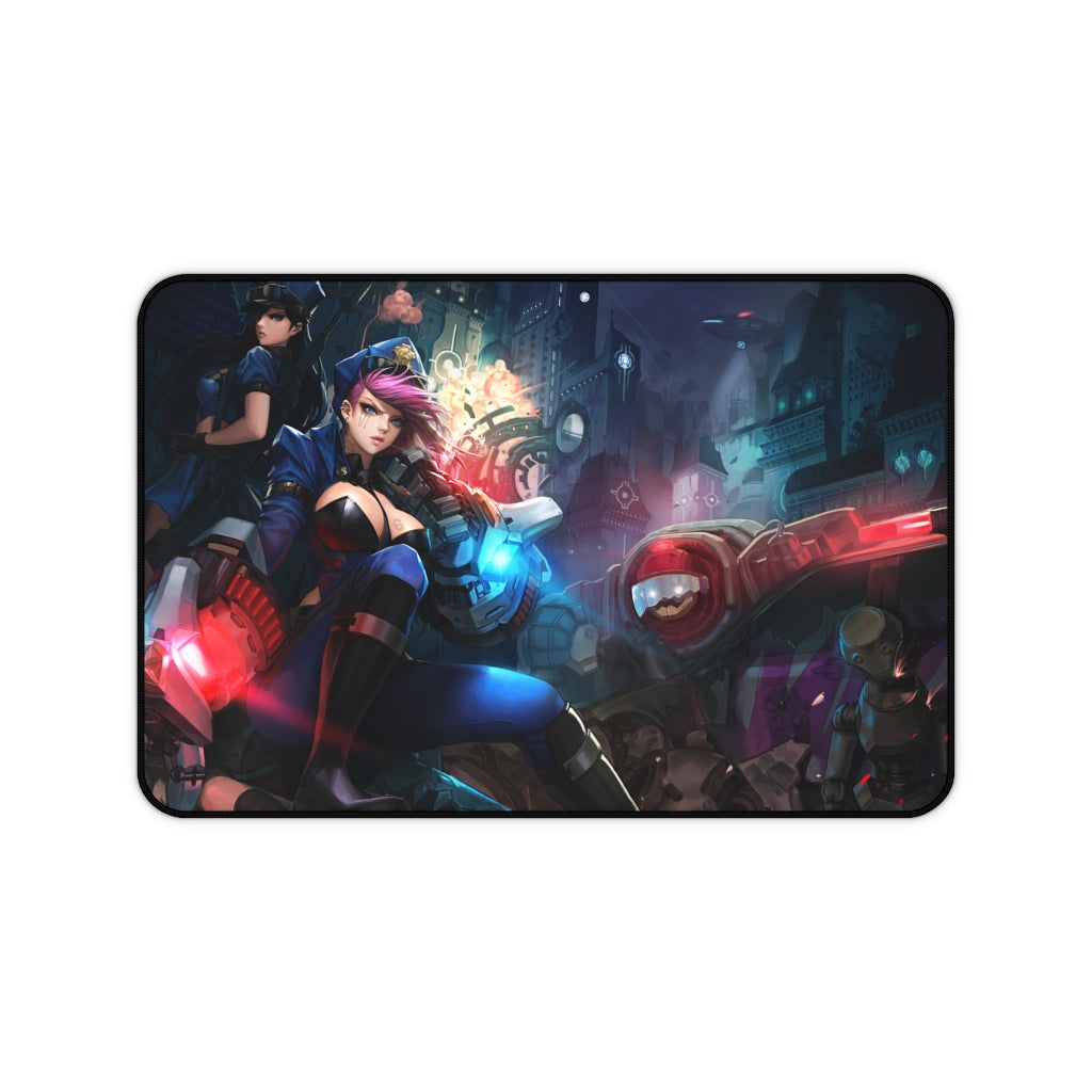 Arcane Vi and Caitlyn Police Mousepad - League of Legends Large Desk Mat