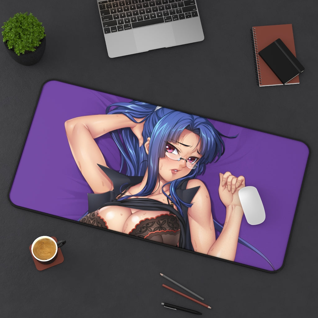 Murasaki Yatsu Big Boobs Lingerie Taimanin Mahou Kaiju Desk Mat - Non Slip Mousepad