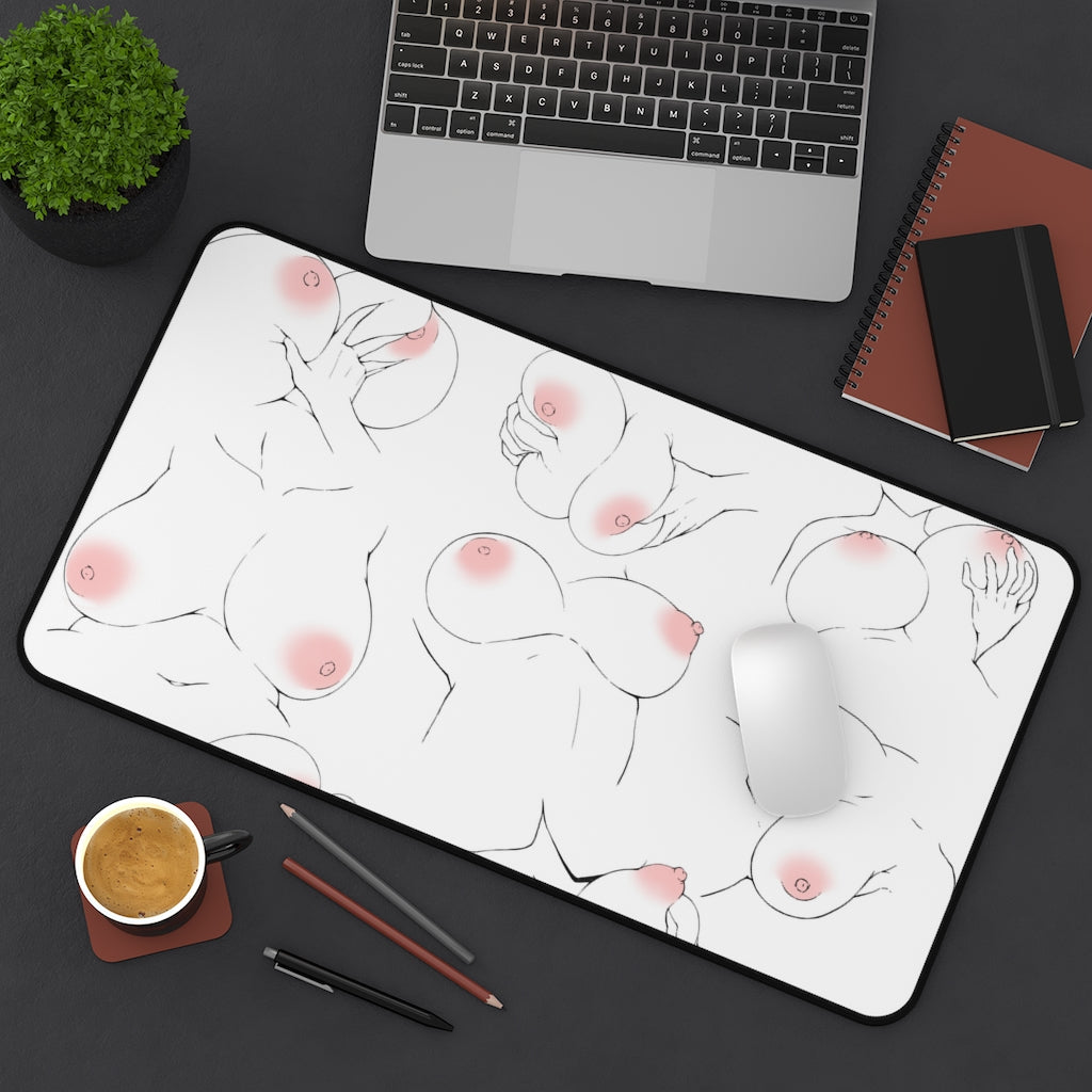 Boobs Squeeze Desk Mat - Lewd Boobs Mousepad - Hentai Playmat