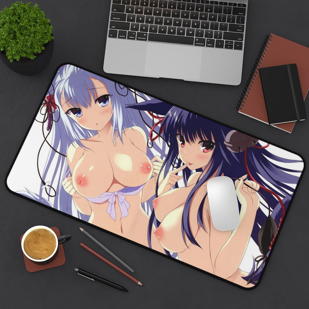 Granblue Fantasy Sexy Mousepad - Nude Societte And Yuel Anime Desk Mat - Ecchi Playmat